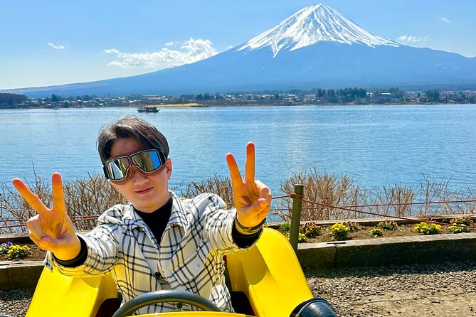 Cute & Fun E-Car tour following guide around Lake Kawaguchiko - Cruising the shore of Lake Kawaguchiko