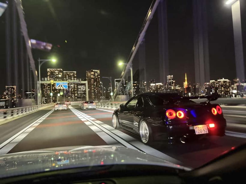 Daikoku & Tokyo JDM Night Tour in R34 or TopSecret R35 GT-R - Returning Across Rainbow Bridge