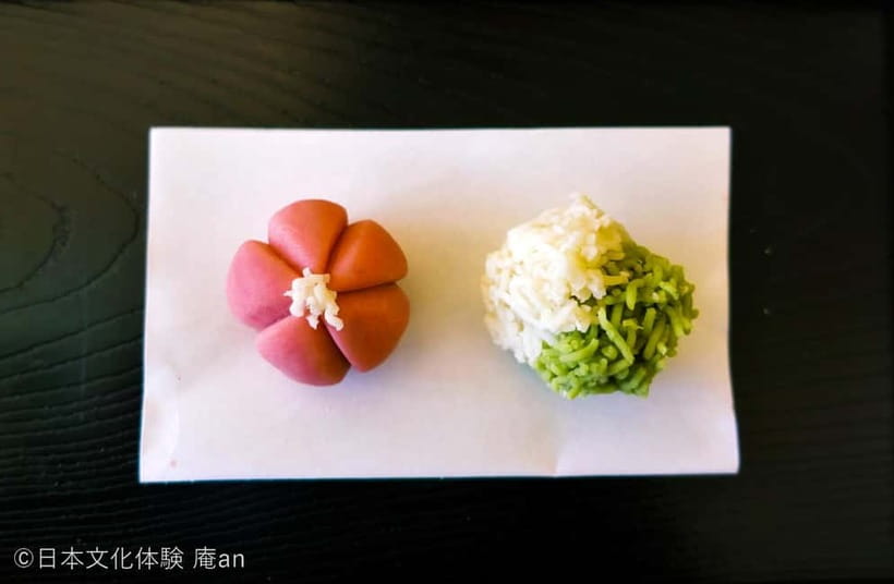 Japanese Traditional Sweets making - Shaping the flower nerikiri