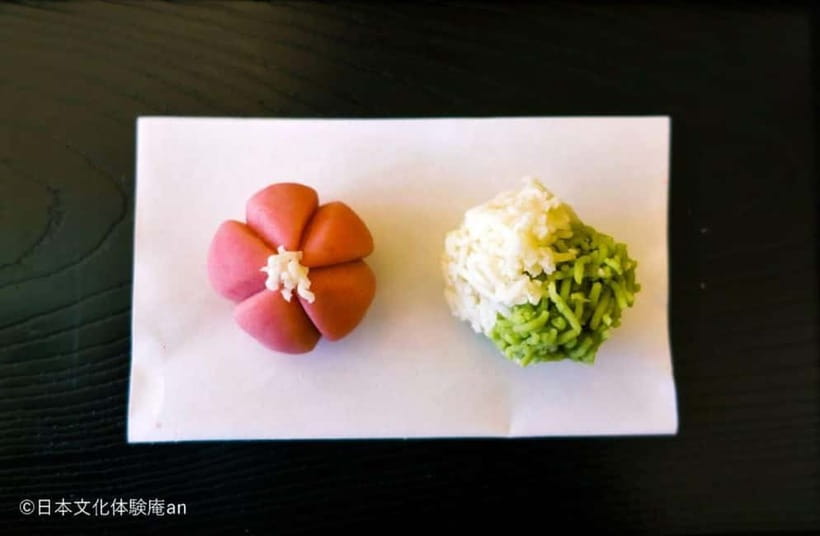 Japanese Traditional Sweets making and Tea Ceremony - Making Kyoto-style nerikiri from bean paste