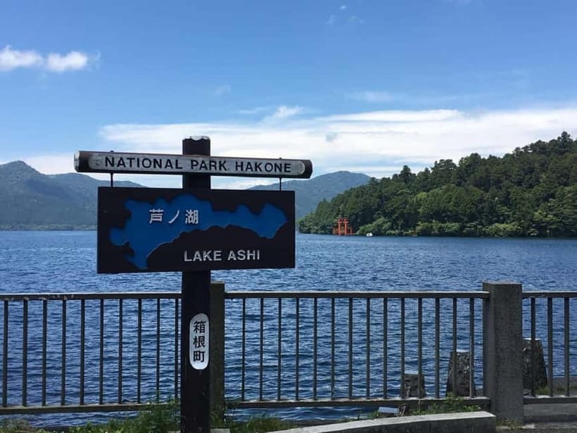 Mt Fuji Hakone/Enoshima Tour:Optional Ropeway/Lake Ashi Boat - Lake Ashi and Hakone Shrine’s red torii