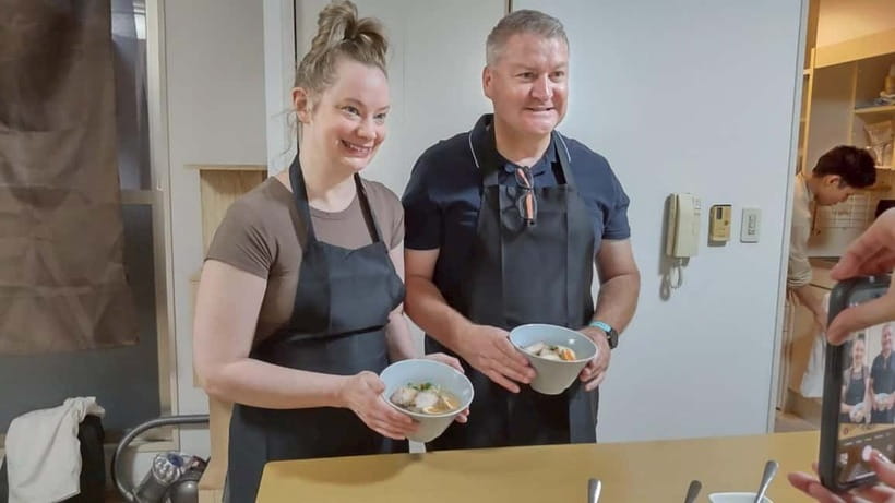 Osaka: Cooking Class Ramen & Gyoza Course in Nanba - Eating the ramen and gyoza you made