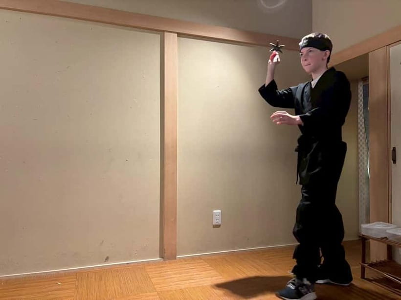Osaka: Ninja Experience Cafe in Dotonbori - Learning shuriken, blowgun, and katana