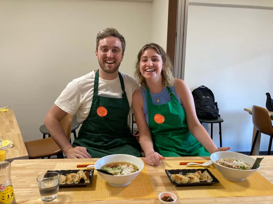 Osaka: Ramen and Gyoza Cooking Class in Dotonbori - Folding minced chicken gyoza