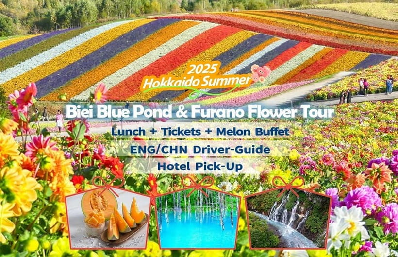 Sapporo: Furano Flower Sea & Biei Blue Pond Tour w/ Pickup - Roller Coaster Road is best from your window