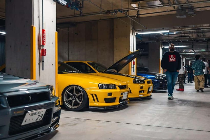 Secret Car Meet: R34 Skyline Car Club Membership - Tokyo Tower, Rainbow Bridge, and the city views