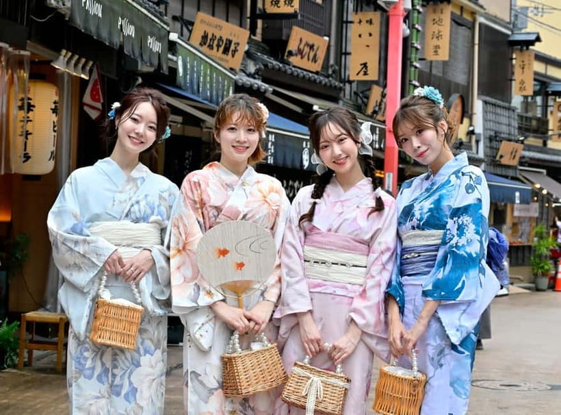 Tokyo: Asakusa Kimono Dressing and Matcha Experience - Walking through Asakusa in traditional clothing