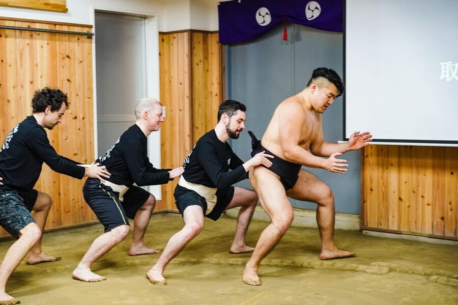 Tokyo: Authentic Sumo Wrestling Experience with Lunch - Watching morning practice from the front row