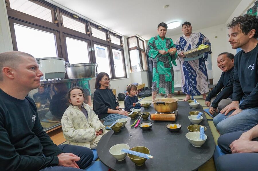 Tokyo: Authentic Sumo Wrestling Experience with Lunch - Making chanko-nabe with the wrestlers