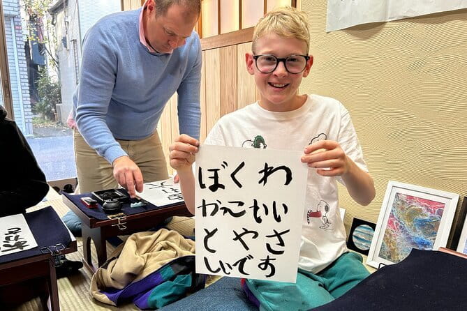 Tokyo: Calligraphy Workshop & Original T-Shirt Creation - Learning the brush before writing your name