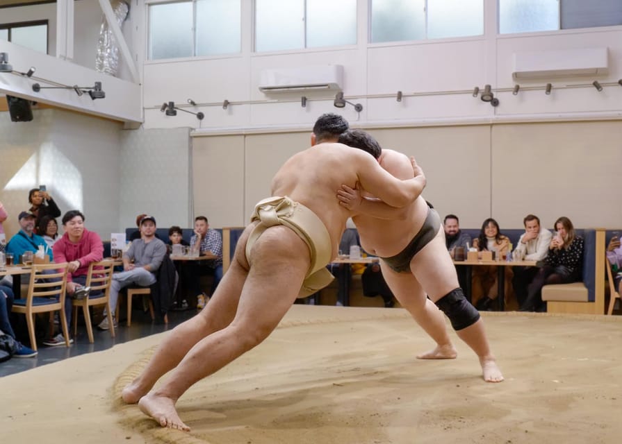 Tokyo: Challenge Sumo Wrestlers and Enjoy Meal - Watching the Exhibition Match in the Dohyo