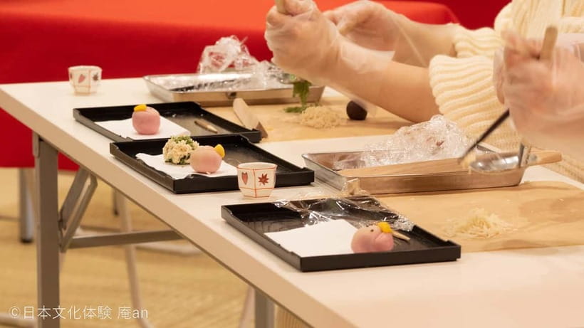 Tokyo: Two Types of Japanese Sweets Making and Tea Ceremony - Two seasonal nerikiri, one flower and one kinton
